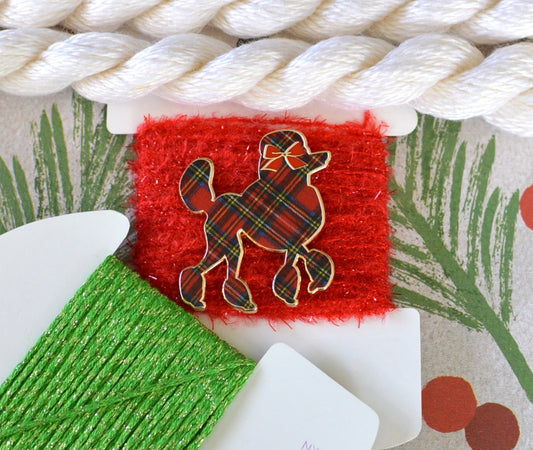 Plaid Poodle Needle Minder (thin design)