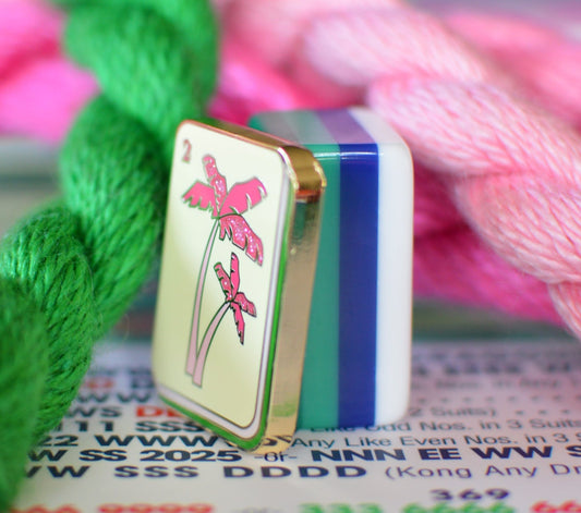 Pink Palm Tree Mahjong Tile Needle Minder