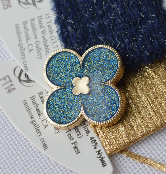 Blue & Gold Clover Needle Minder