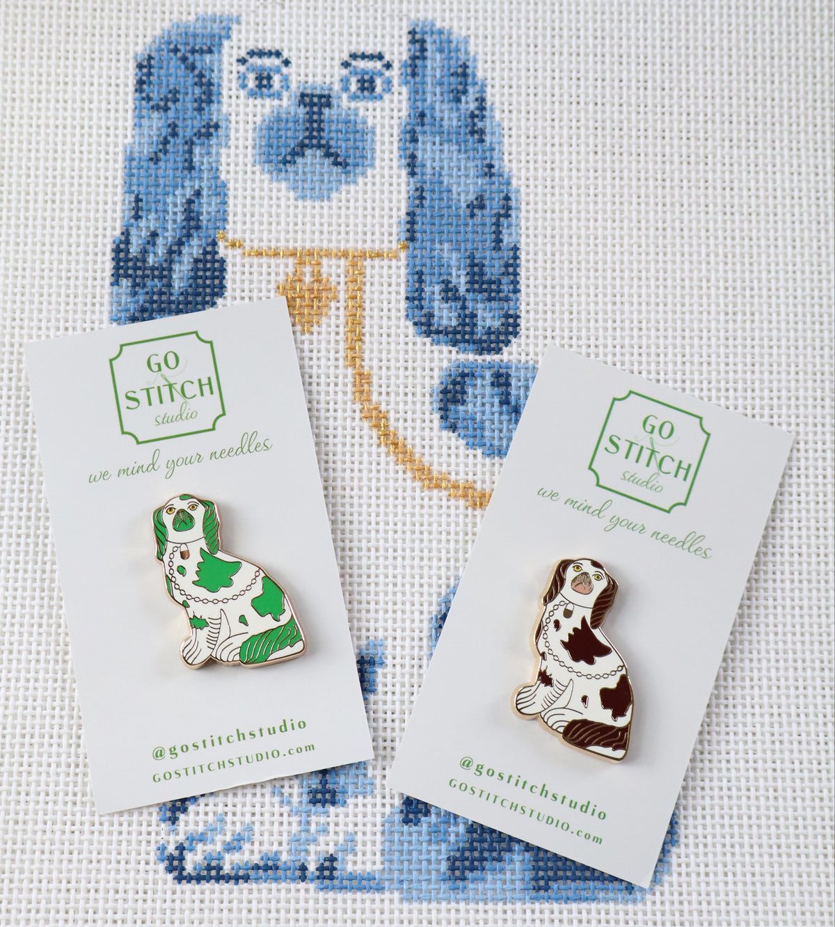 Green Staffordshire Dog Needle Minder