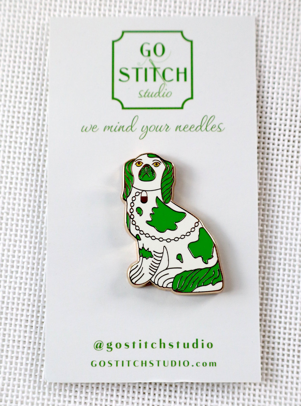 Green Staffordshire Dog Needle Minder