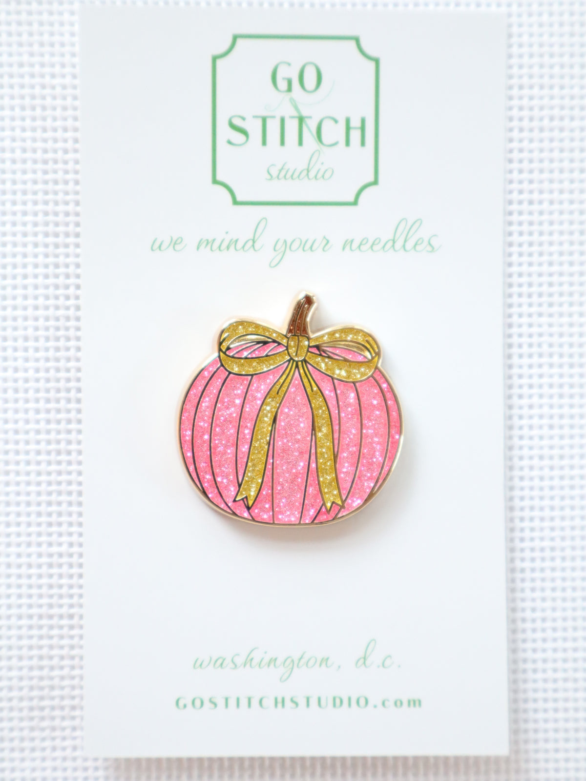 Pink Glitter Pumpkin Needle Minder - Large Magnet