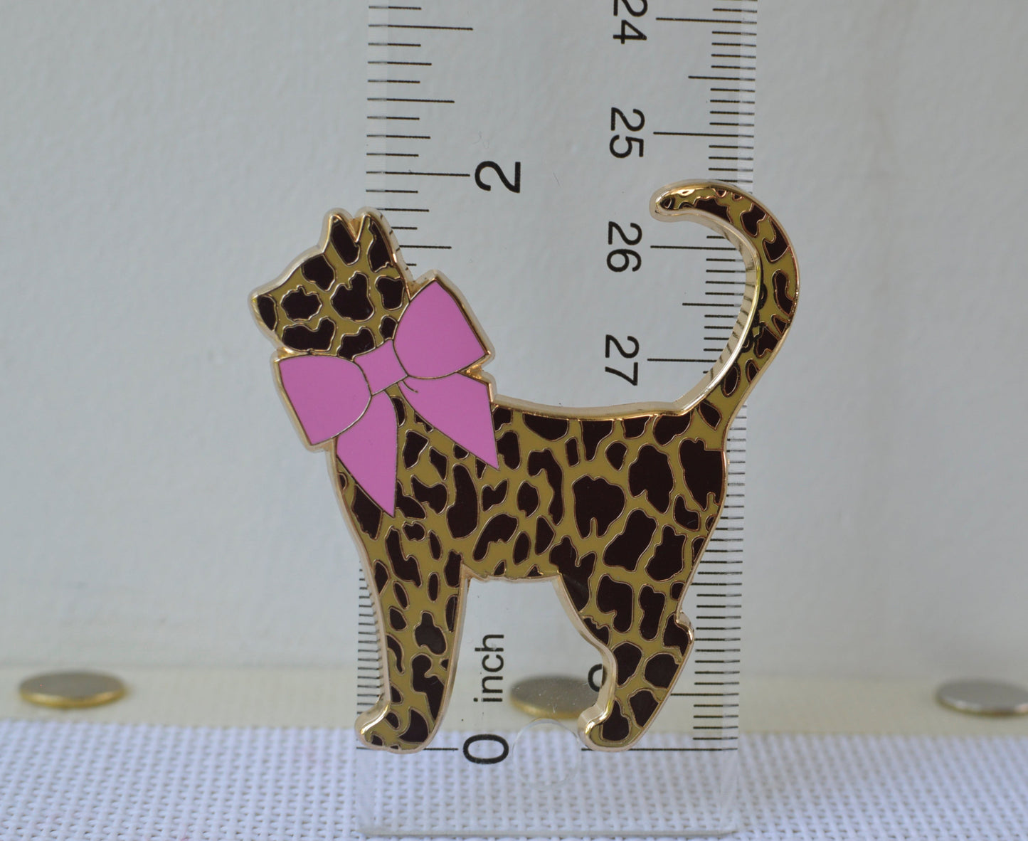Leopard Kitty Pink Bow Needle Minder