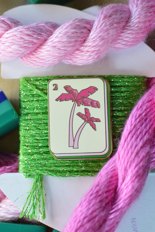 Pink Palm Tree Mahjong Tile Needle Minder