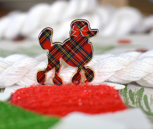 Plaid Poodle Needle Minder (thin design)