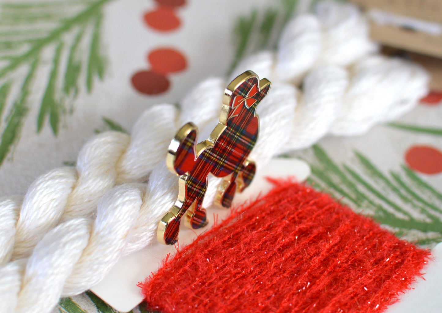 Plaid Poodle Needle Minder (thin design)