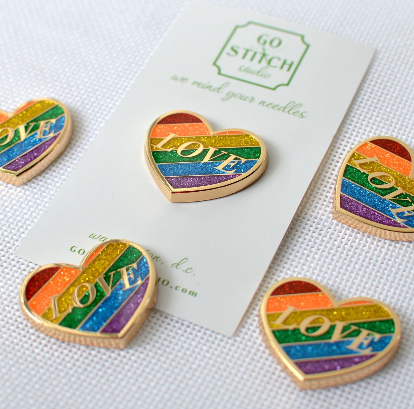 Rainbow Love Heart Needle Minder